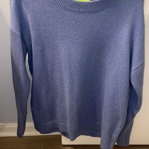 LOFT Blue Crewneck Sweater with Ribbed Details size M